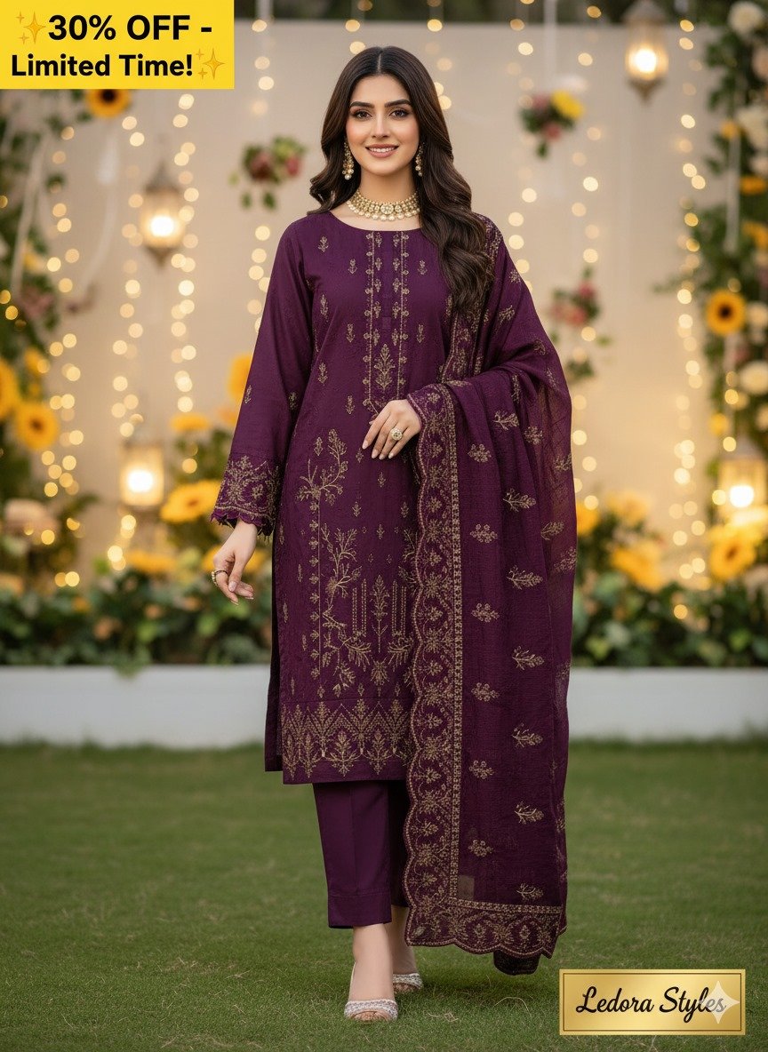 Winter Dhanak 3-Pc Suit (Ready To Wear)