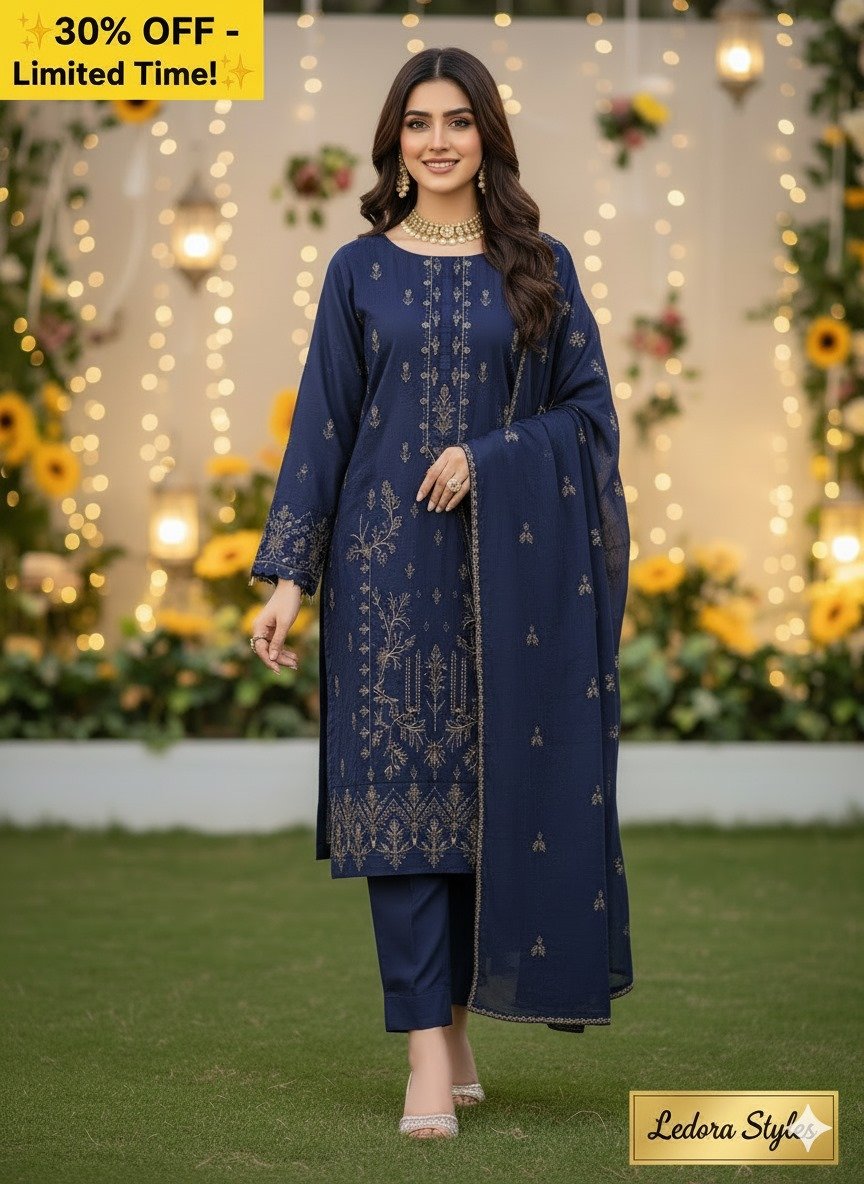 Winter Dhanak 3-Pc Suit (Ready To Wear)